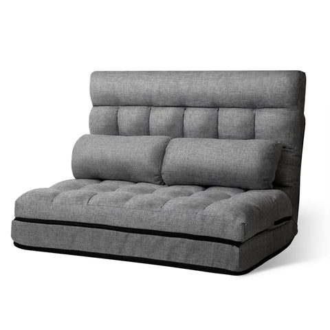 Artiss Lounge Sofa Bed 2-seater Grey Fabric - Chez Guru