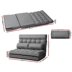 Artiss Lounge Sofa Bed 2-seater Grey Fabric - Chez Guru