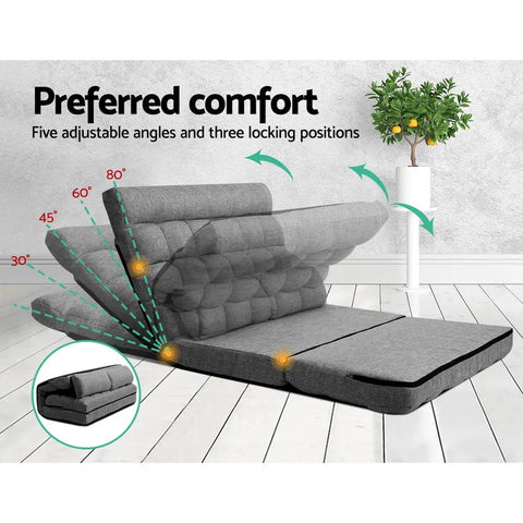 Artiss Lounge Sofa Bed 2-seater Grey Fabric - Chez Guru