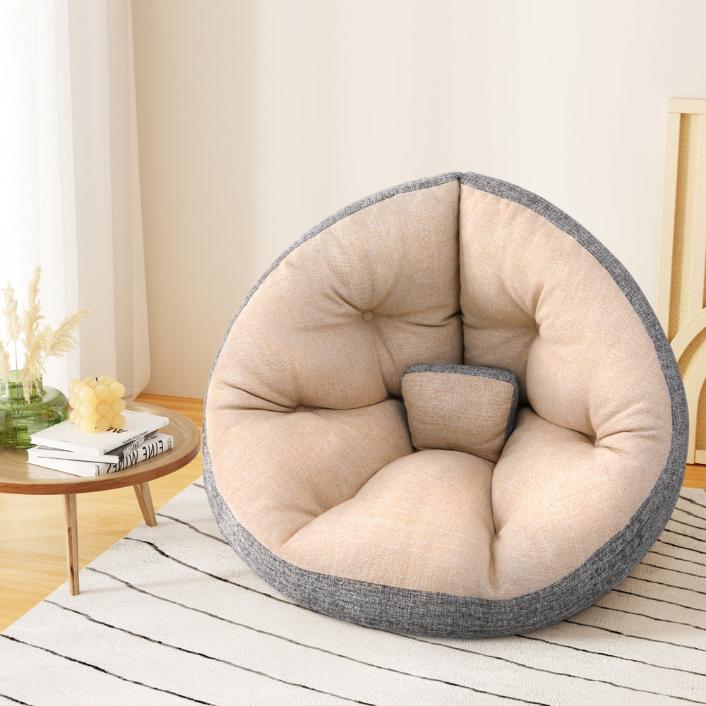 Artiss Floor Lounge Sofa Bed Chair Foldable Washable Beige Chez Guru
