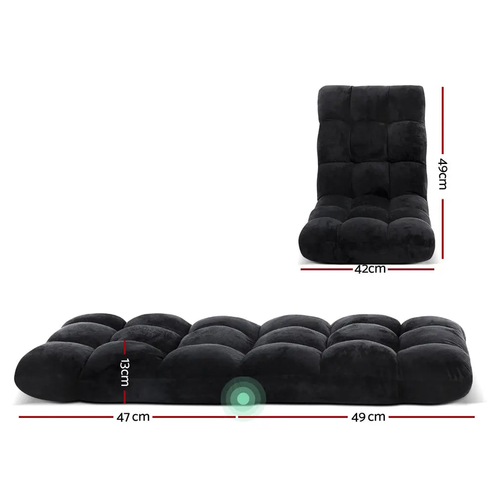 Artiss Lounge Sofa Bed Flannel Fabric Black - Chez Guru