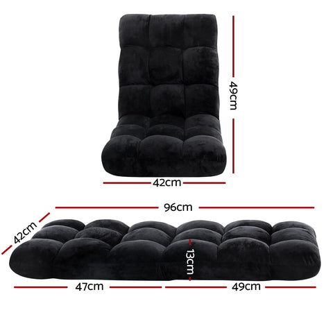 Artiss 4X Lounge Sofa Bed Flannel Fabric Black