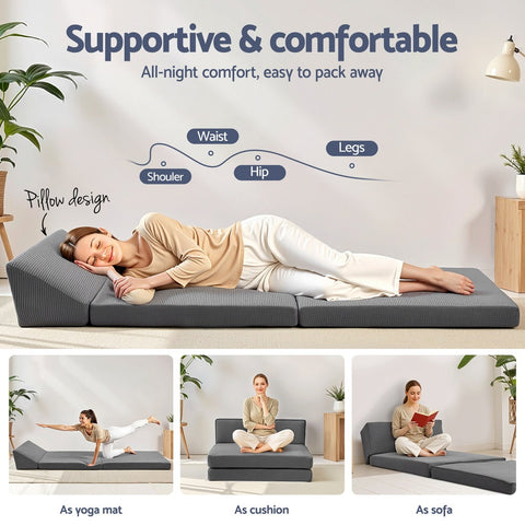 Giselle Foldable Mattress Folding Sofa Bed Trifold Sleeping Camping Cushion Mat