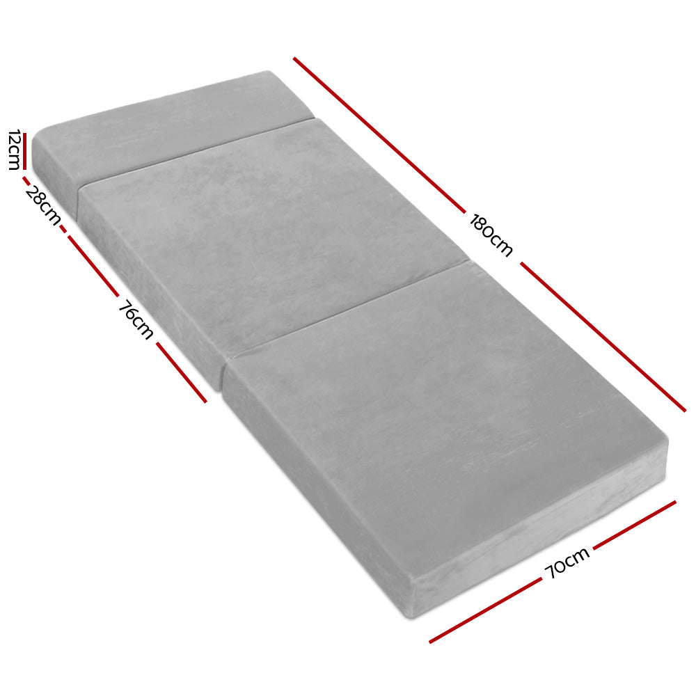 Giselle Bedding Foldable Mattress Folding Foam Bed Mat Light Grey Chez Guru