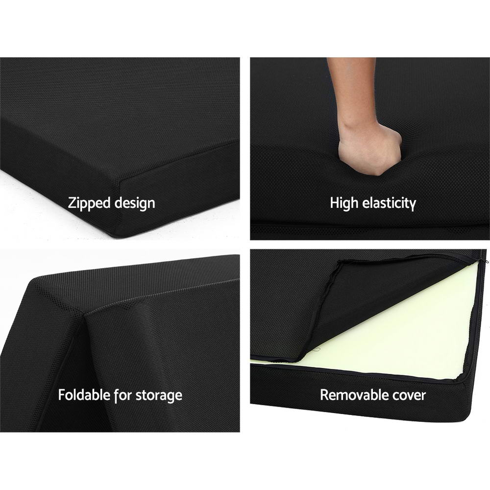 Giselle Bedding Foldable Mattress Folding Foam Bed Mat Double Black Chez Guru