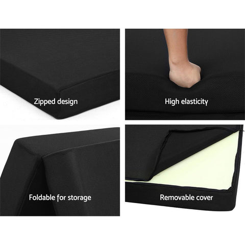Giselle Bedding Foldable Mattress Folding Foam Bed Mat Double Black Chez Guru