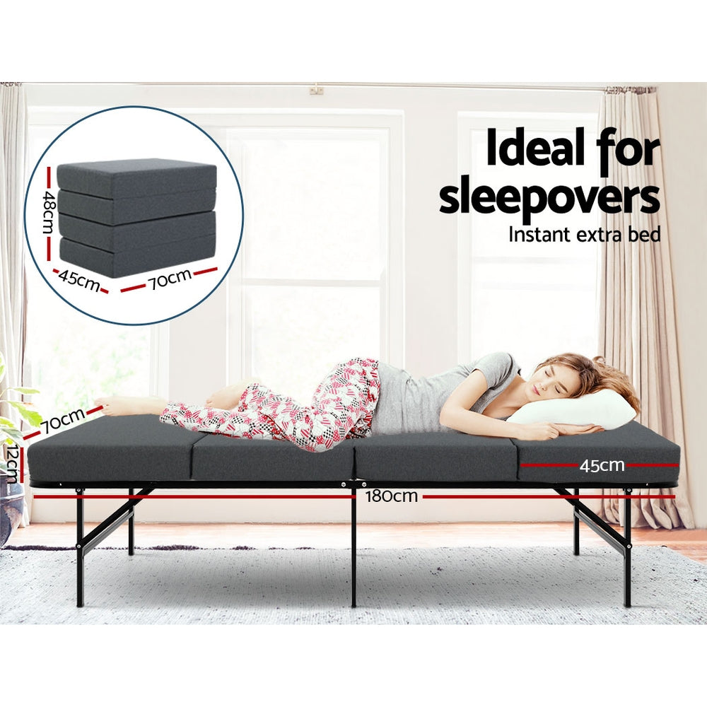 Giselle Bedding Foldable Mattress Folding Foam Single Grey Chez Guru
