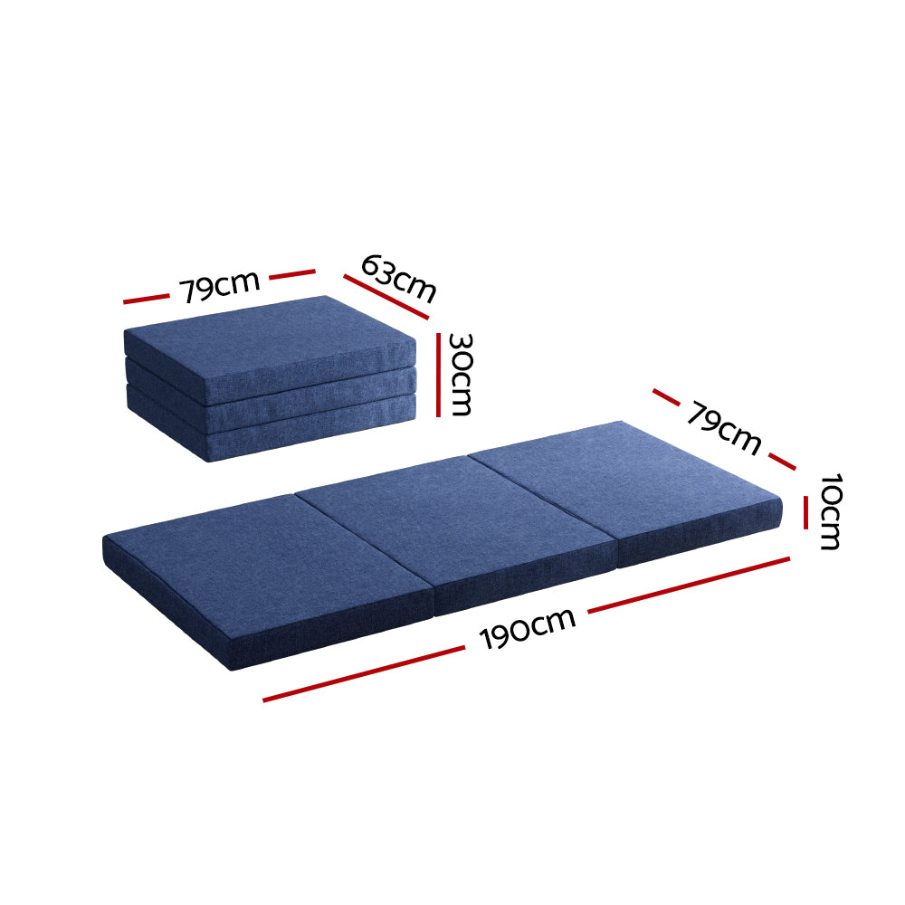 Giselle Bedding Foldable Mattress Folding Foam Single Blue Chez Guru