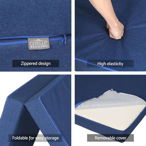 Giselle Bedding Foldable Mattress Folding Foam Single Blue Chez Guru