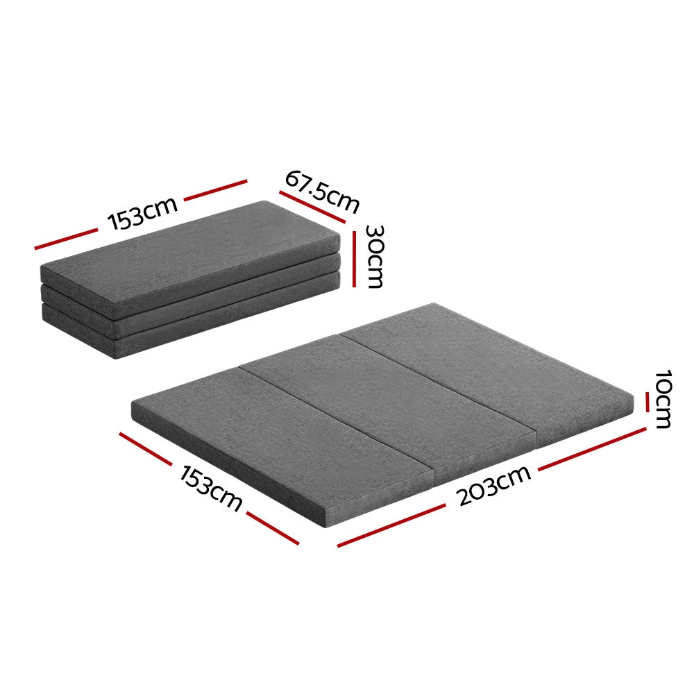 Giselle Bedding Foldable Mattress Folding Foam Queen Grey Chez Guru