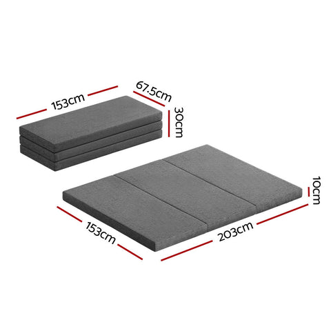 Giselle Bedding Foldable Mattress Folding Foam Queen Grey Chez Guru