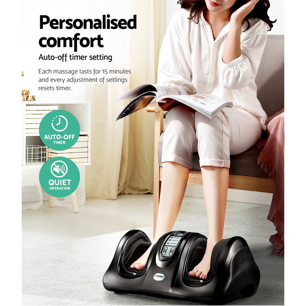 Livemor Foot Massager Shiatsu Massagers Electric Remote Roller Kneading Black Chez Guru