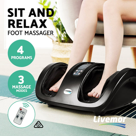 Livemor Foot Massager Shiatsu Massagers Electric Roller Kneading Calf Leg Black Chez Guru