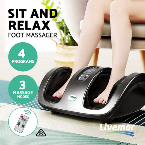 Livemor Foot Massager Shiatsu Massagers Electric Roller Kneading Calf Leg Grey Chez Guru