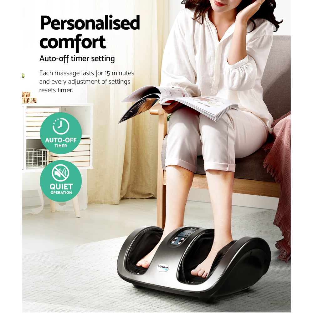 Livemor Foot Massager Shiatsu Massagers Electric Roller Kneading Calf Leg Grey Chez Guru