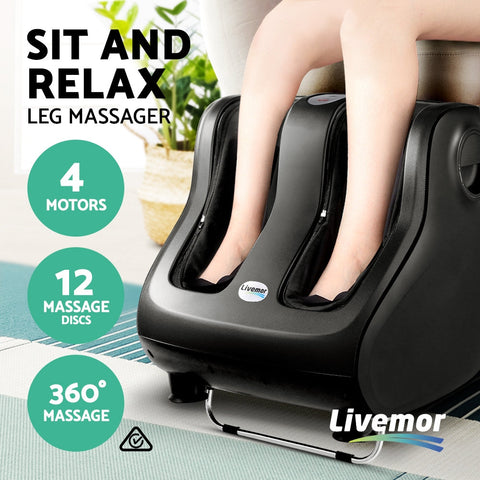 Livemor Foot Massager Shiatsu Massagers Electric Roller Calf Leg Kneading Black Chez Guru