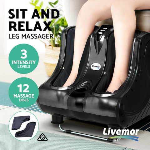Livemor Foot Massager Massagers Shiatsu Electric Roller Ankle Calf Leg Kneading Black Chez Guru