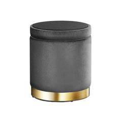 Artiss Ottoman Storage Foot Stool Round Velvet Charcoal Chez Guru