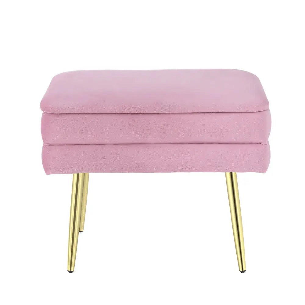 Artiss Ottoman Storage Foot Stool Vanity Velvet Pink Chez Guru