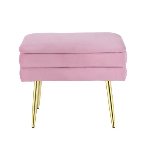 Artiss Ottoman Storage Foot Stool Vanity Velvet Pink Chez Guru