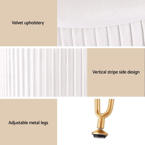 Artiss Ottoman Storage Foot Stool Vanity Velvet Round White Chez Guru