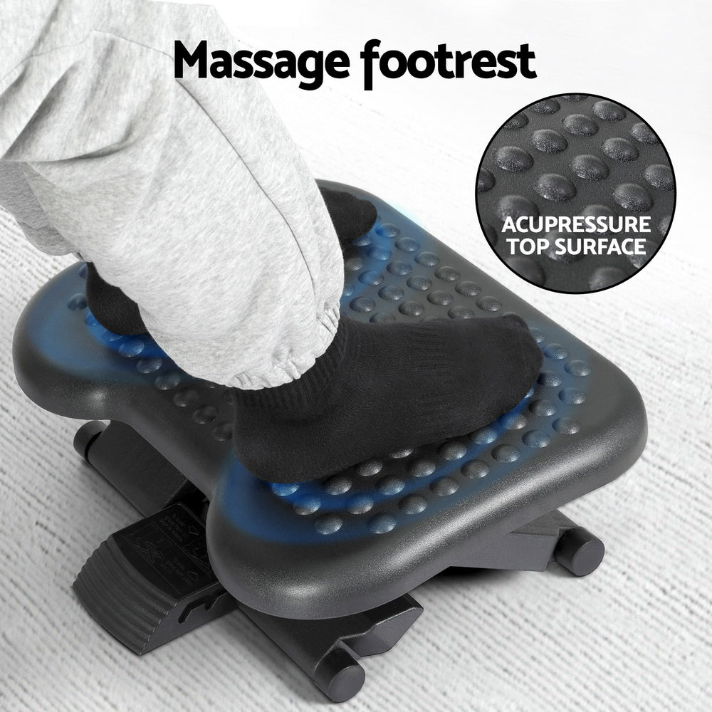 Artiss Foot Rest Stool Office Under Desk Angle Adjustable Footrest Massage Black Chez Guru