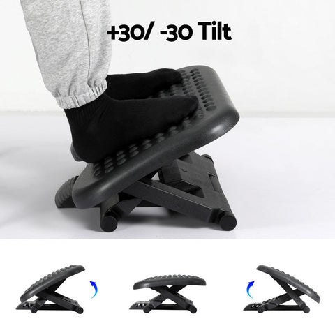Artiss Foot Rest Stool Office Under Desk Angle Adjustable Footrest Massage Black Chez Guru