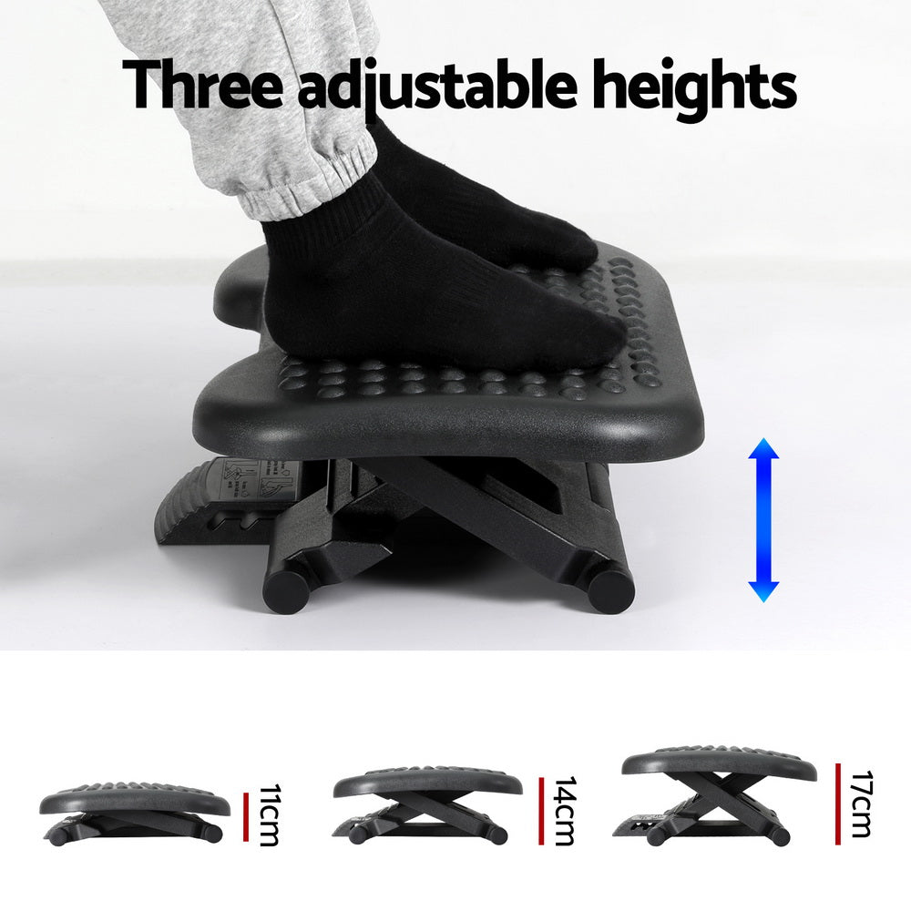 Artiss Foot Rest Stool Office Under Desk Angle Adjustable Footrest Massage Black Chez Guru
