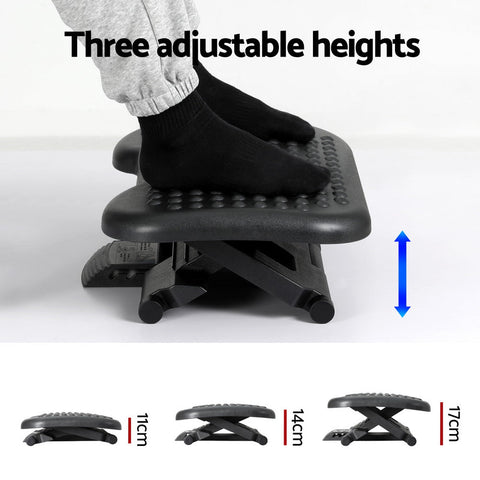 Artiss Foot Rest Stool Office Under Desk Angle Adjustable Footrest Massage Black Chez Guru