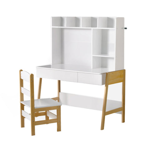 Keezi 2PCS Kids Table and Chairs Set Study Activity Toys Storage Desk Drawer Chez Guru