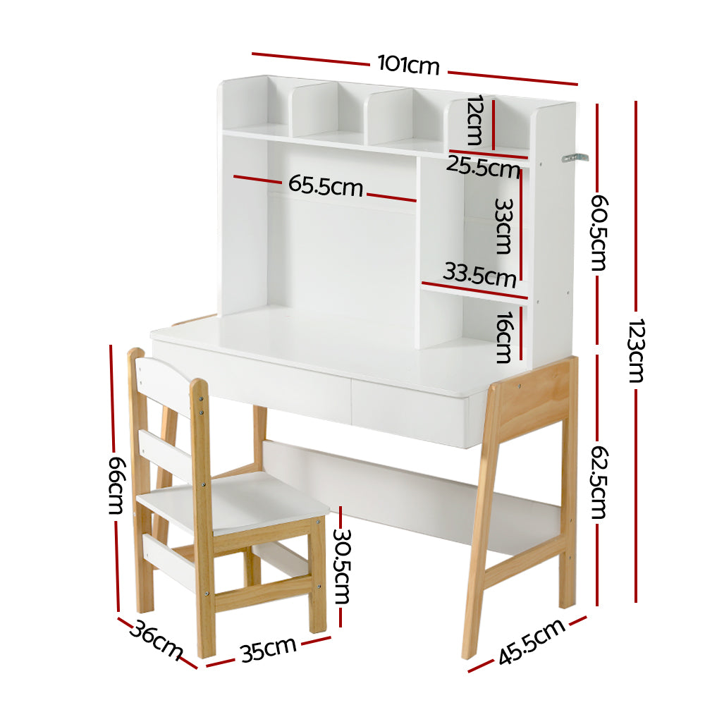 Keezi 2PCS Kids Table and Chairs Set Study Activity Toys Storage Desk Drawer Chez Guru