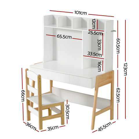 Keezi 2PCS Kids Table and Chairs Set Study Activity Toys Storage Desk Drawer Chez Guru