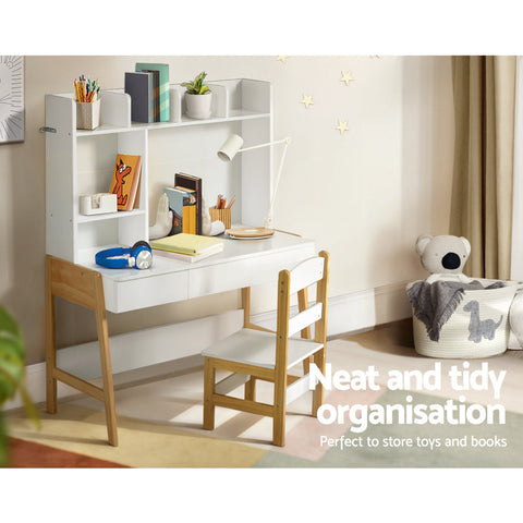 Keezi 2PCS Kids Table and Chairs Set Study Activity Toys Storage Desk Drawer Chez Guru