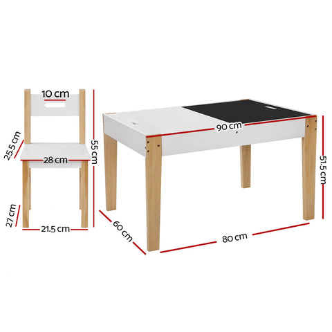 Keezi Kids Table Chair Set Children Storage Study Desk Toy Play Game Chalkboard Chez Guru