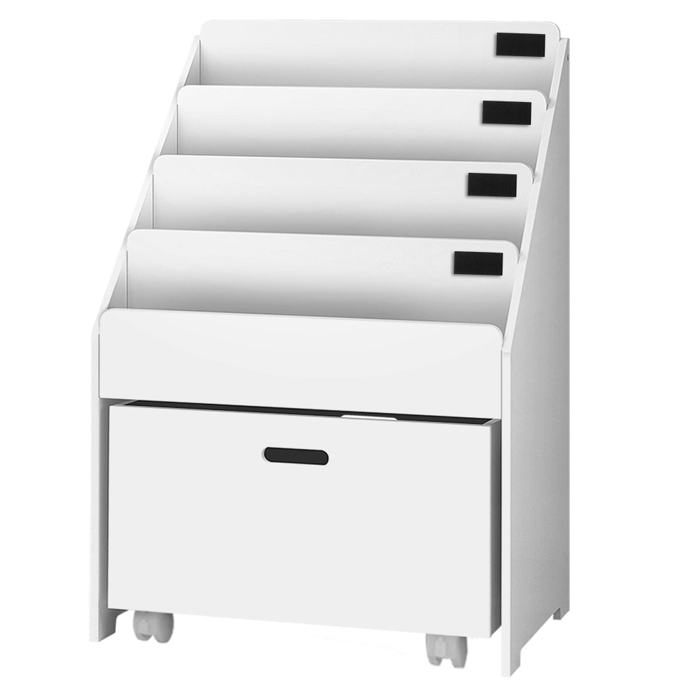 Keezi 4 Tiers Kids Bookshelf Storage Organiser Children Bookcase Drawers Display Chez Guru