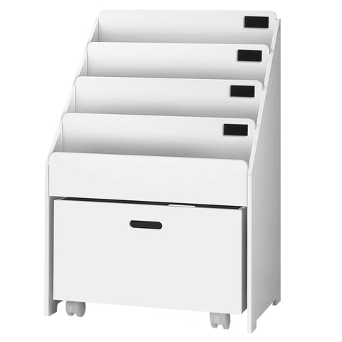 Keezi 4 Tiers Kids Bookshelf Storage Organiser Children Bookcase Drawers Display Chez Guru