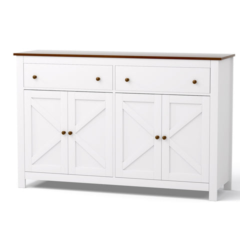Artiss Buffet Sideboard – 140 cm White X-Frame Design | 2 Drawers + 2 Cabinets | Dining Room Storage