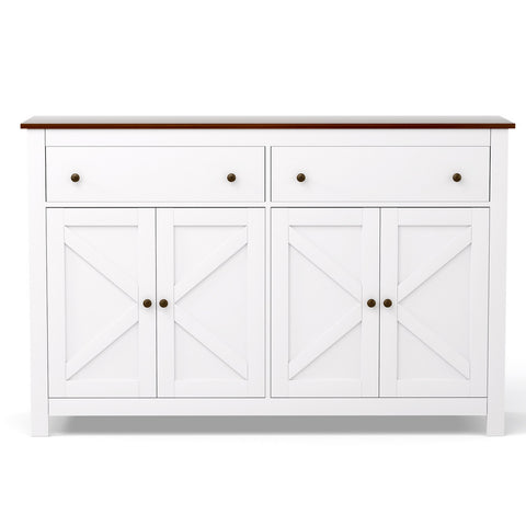 Artiss Buffet Sideboard – 140 cm White X-Frame Design | 2 Drawers + 2 Cabinets | Dining Room Storage