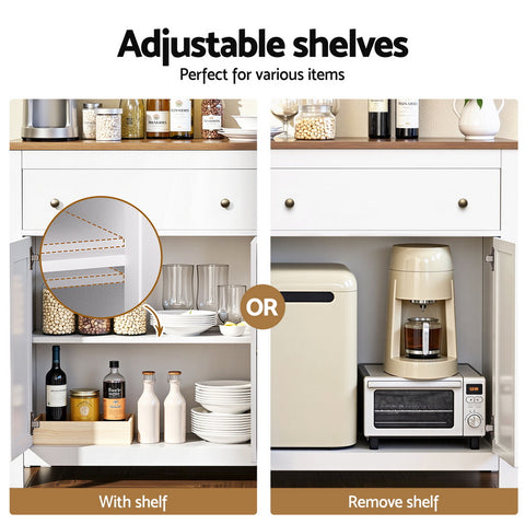 Artiss Buffet Sideboard – 140 cm White X-Frame Design | 2 Drawers + 2 Cabinets | Dining Room Storage