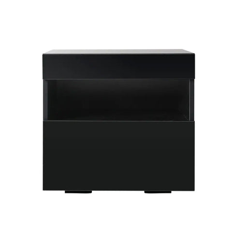 Artiss Bedside Table LED - HERES Black - Chez Guru