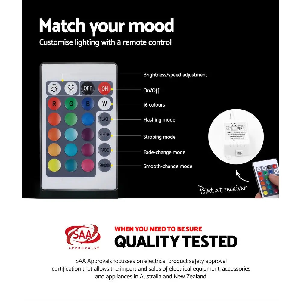 Artiss Bedside Table LED - HERES Black - Chez Guru