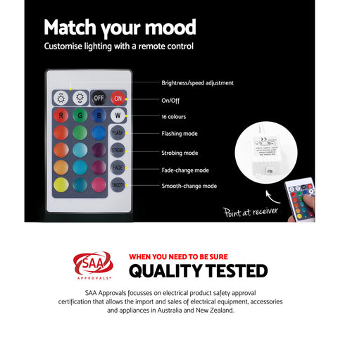 Artiss 2x Bedside Table LED - HERES Black