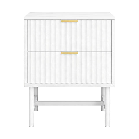 Artiss Bedside Table 2 Drawers - White