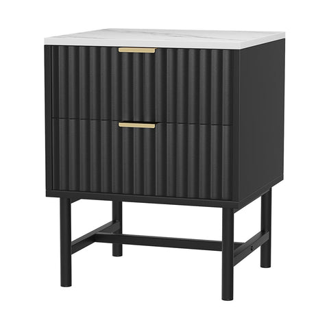 Artiss Bedside Table 2 Drawers - Black Chez Guru