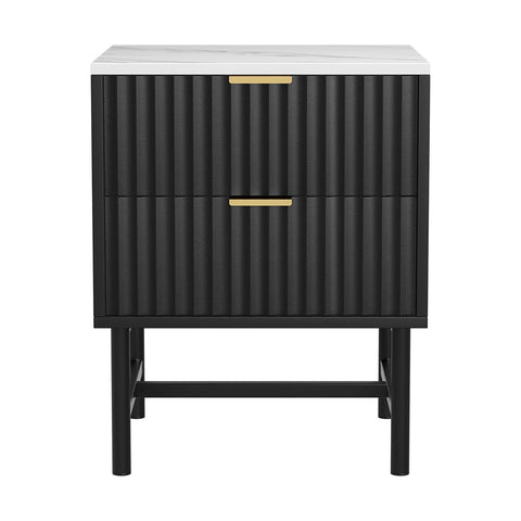 Artiss Bedside Table 2 Drawers - Black Chez Guru