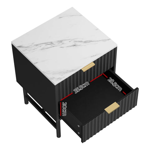 Artiss Bedside Table 2 Drawers - Black Chez Guru
