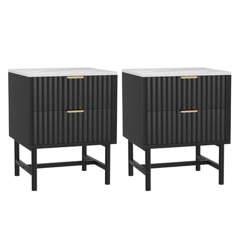 Artiss 2x Bedside Table 2 Drawers - Black Chez Guru