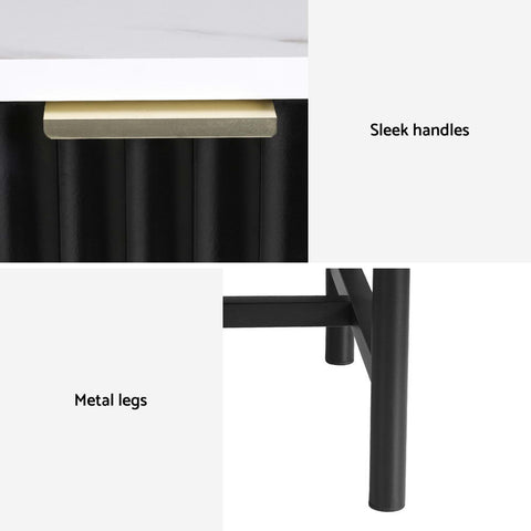 Artiss 2x Bedside Table 2 Drawers - Black Chez Guru