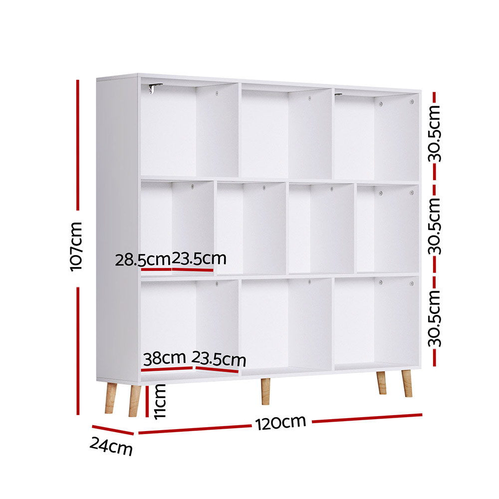 Artiss Bookshelf 3 Tiers 10 Cubes - CORA White Chez Guru