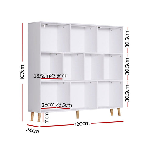 Artiss Bookshelf 3 Tiers 10 Cubes - CORA White Chez Guru